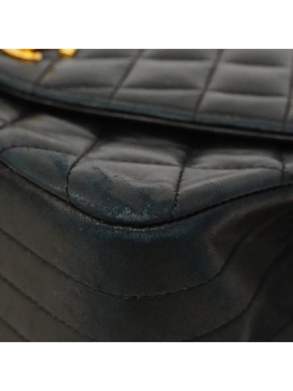 Chanel Shoulder Bag Quilted Lambskin Black Gold